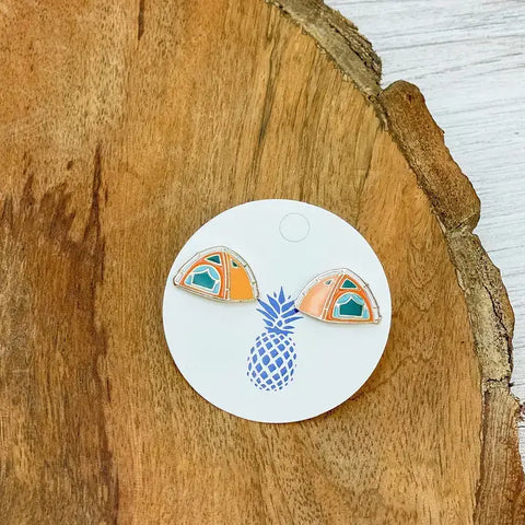Camping Tent Enamel Stud Earrings