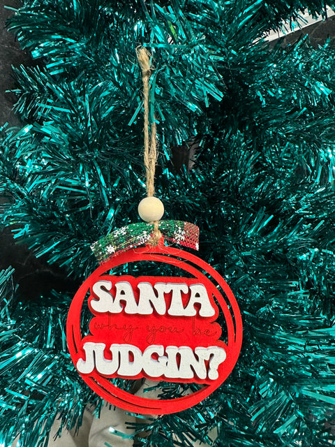 Funny Christmas Ornaments Ornament Santa Judgin  