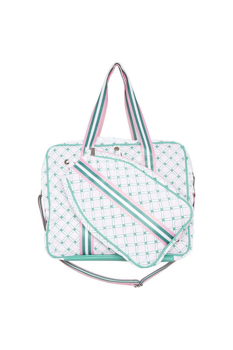 Pickleball Pattern Tote Bag, Vibrant Sporty Design, Perfect for Court Gear, Unique Pickleball Gift Tote Bag Light Pink
