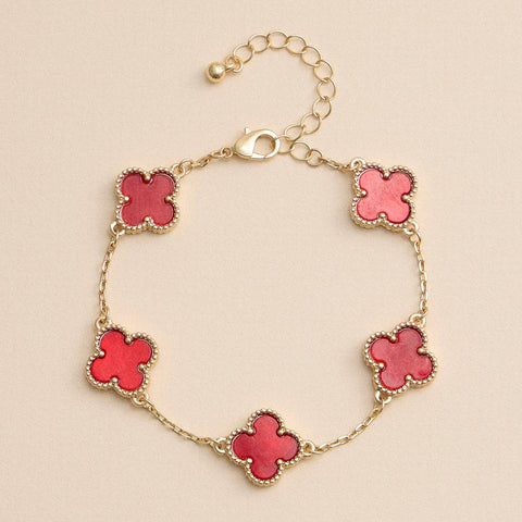 Multi Floral Shape Charm Bracelet in Shell