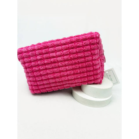 Soft Puff Textured Cosmetic Bag, Lightweight Makeup Organizer Pouch for Travel & Daily Use, Perfect Gift for Beauty Lovers Cosmetic Bag HOT PINK