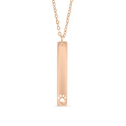 Paw Print Cutout Vertical Stainless Steel Bar Necklace