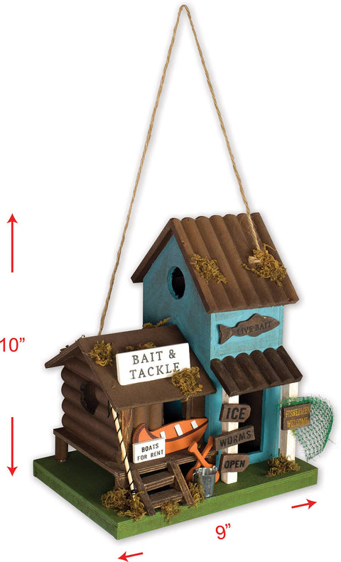 Bait & Tackle Birdhouse - Unique Fishing Decor for Your Garden, Rustic Lodge Style, Perfect Gift for Anglers and Bird Lovers