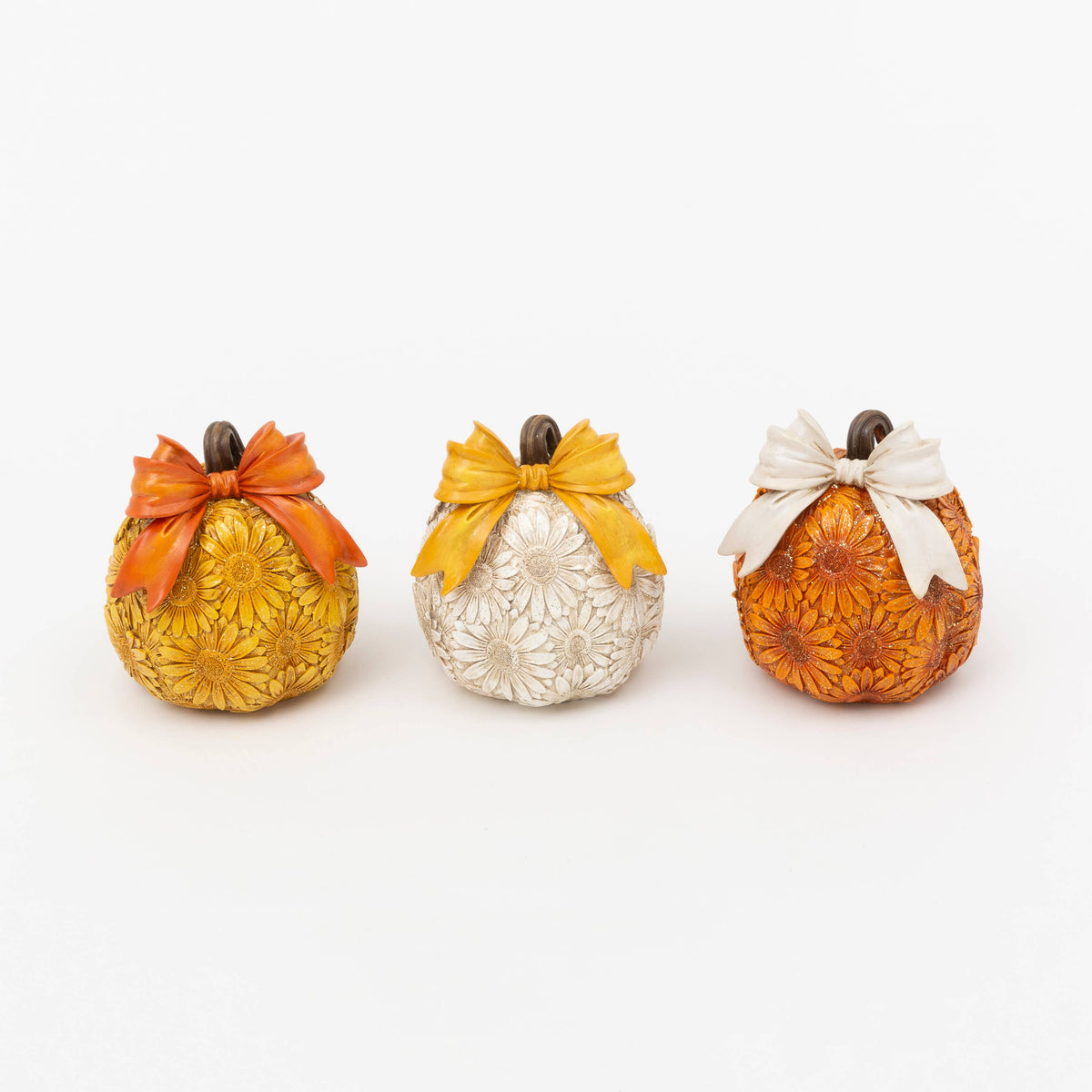 Thanksgiving Resin Harvest Pumpkin with Bow, 6.69"H