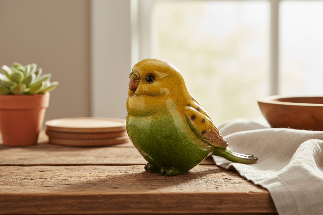 4" Sitting Blue Green Parakeets - Nifty Decor & More