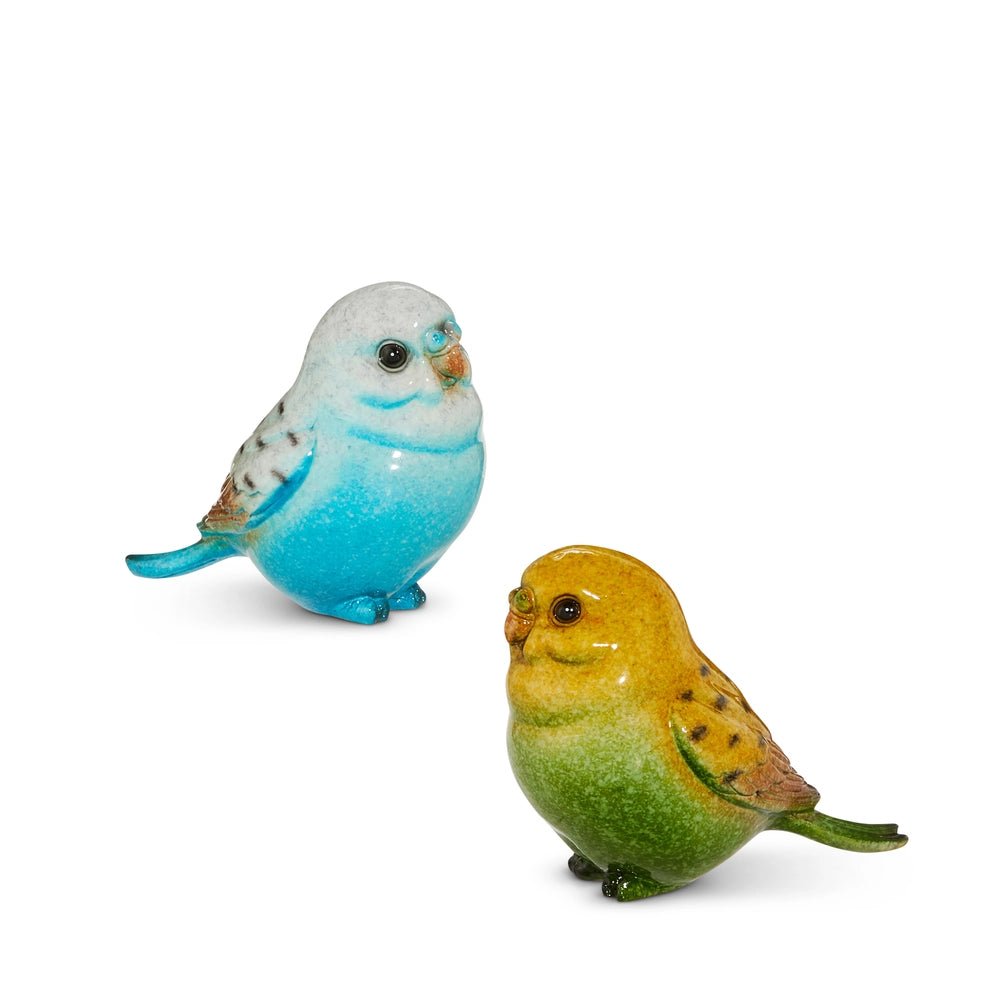 4" Sitting Blue Green Parakeets - Nifty Decor & More