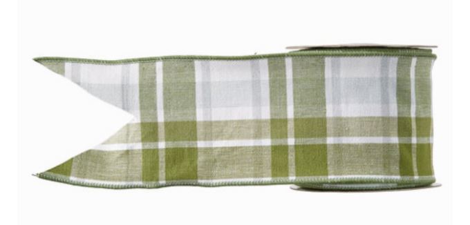 4" x 10 Yards Green Plaid Wired Ribbon - Luxury Cotton Christmas Ribbon for Wreaths & Trees - Nifty Decor & More