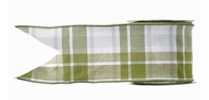 4" x 10 Yards Green Plaid Wired Ribbon - Luxury Cotton Christmas Ribbon for Wreaths & Trees - Nifty Decor & More