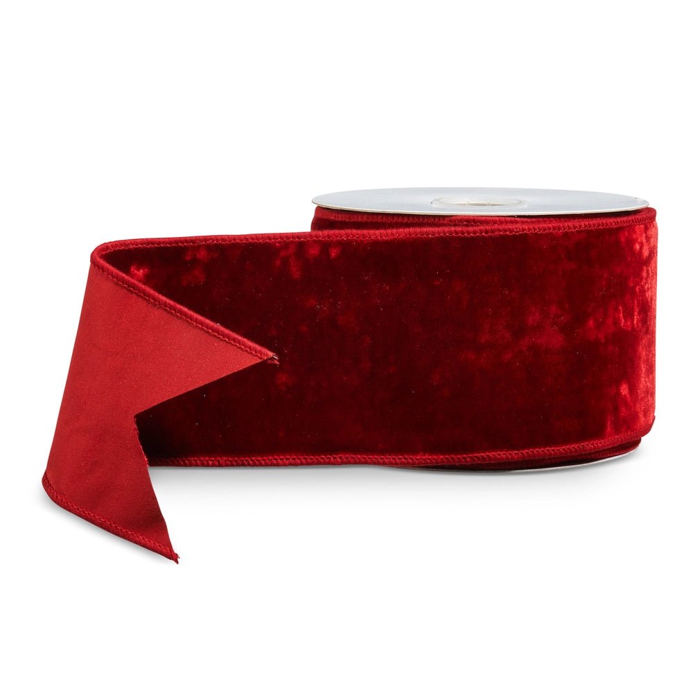 4" X 10 Yds Deep Red Velvet Wired Ribbon - Nifty Decor & More