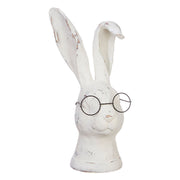 RAZ 10.75" Rabbit with Glasses - Charming Resin Rabbit Figurine for Home Decor & Vintage Collectible