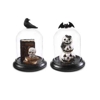 Bat & Crow LED Halloween Glass Cloches w/Timers (2 Styles)
