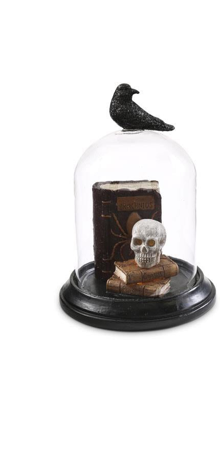 Bat & Crow LED Halloween Glass Cloches w/Timers (2 Styles)