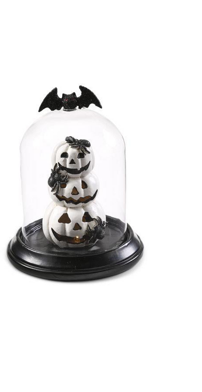 Bat & Crow LED Halloween Glass Cloches w/Timers (2 Styles)
