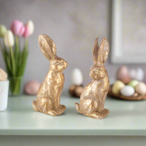 RAZ 18.25" Rabbit with Tray - Easter Decor, Spring Holiday Display, Cute Bunny Figurine for Home & Gift Shelf Sitter