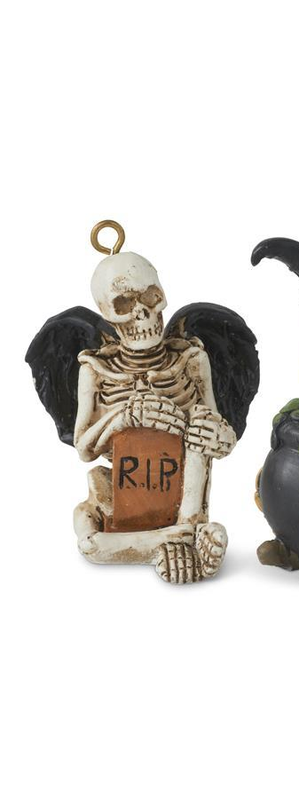 Black Halloween Ornaments (Witch Hat Skeleton Cauldron)