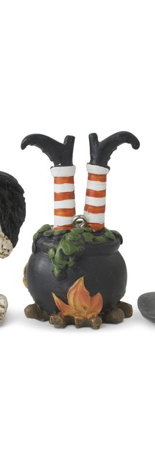 Black Halloween Ornaments (Witch Hat Skeleton Cauldron)