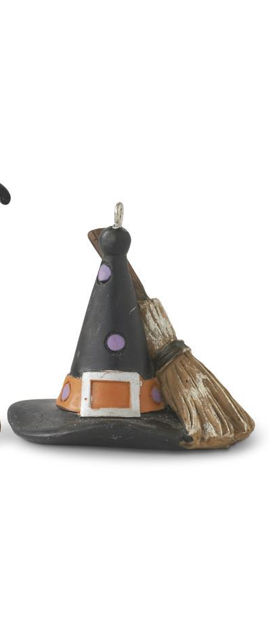 Black Halloween Ornaments (Witch Hat Skeleton Cauldron)