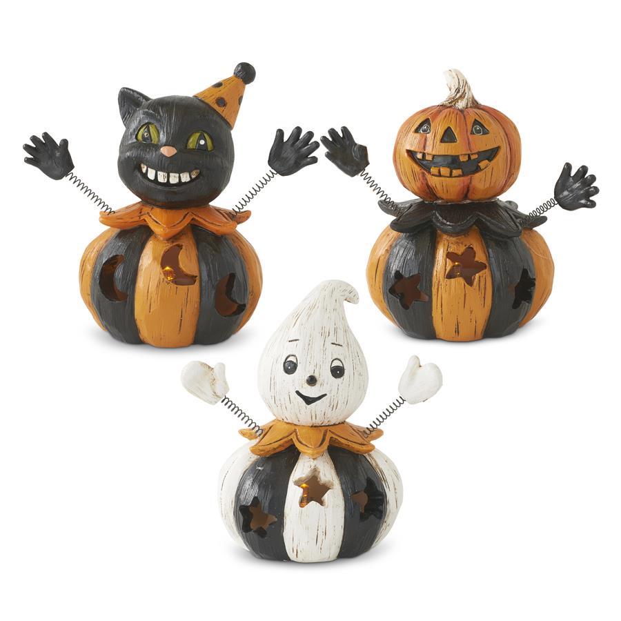 4.25 Inch Resin Spring Arm LED Halloween Figurines w/Timer