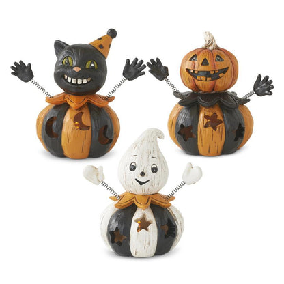 4.25 Inch Resin Spring Arm LED Halloween Figurines w/Timer