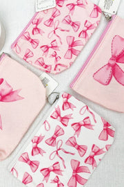 Bow Design Coin Purse, Stylish Pink Croquette Print Accessory, Perfect for Coins and Small Items, Gift for Preppy Style Lovers