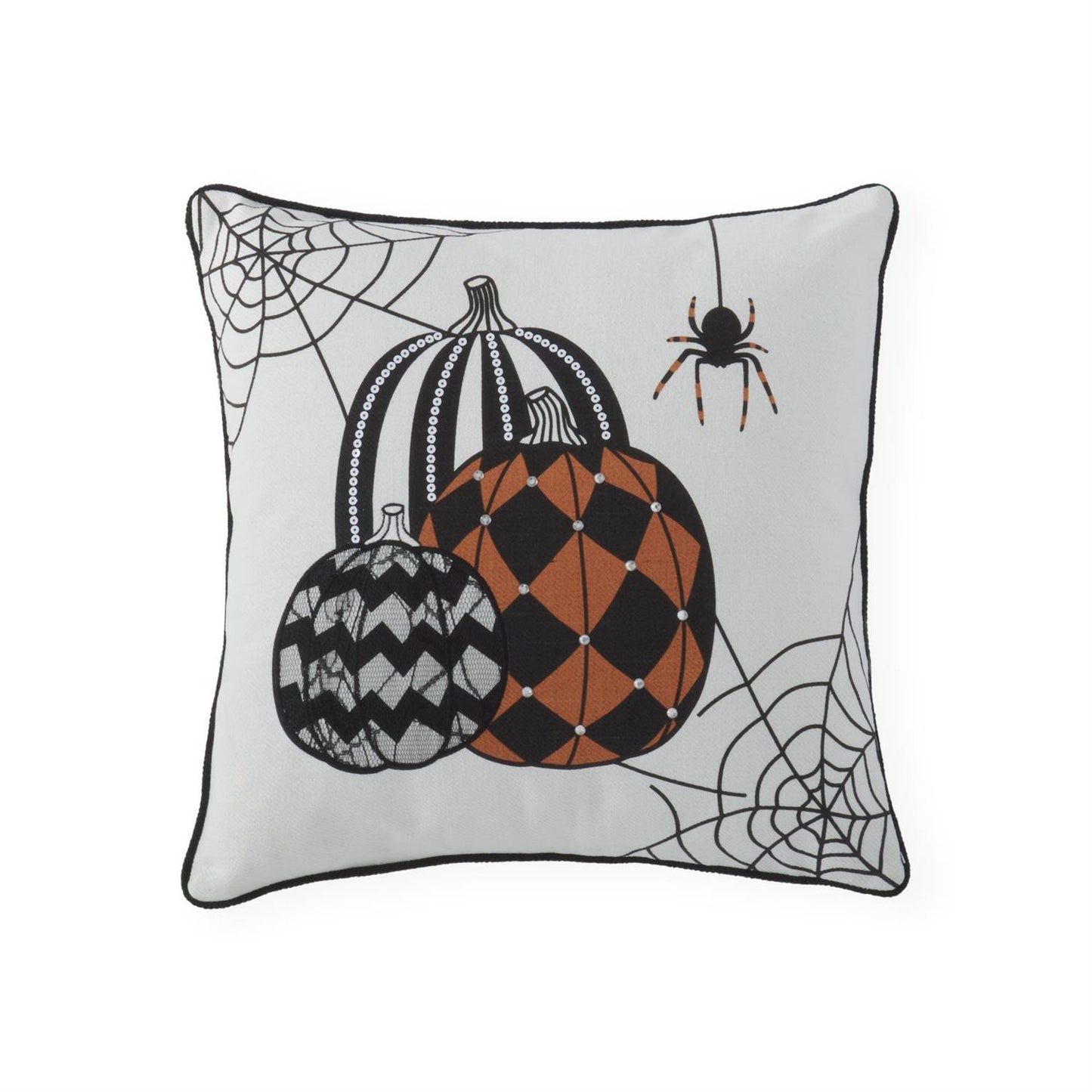 18 Inch Square White Halloween Pumpkin Pillow