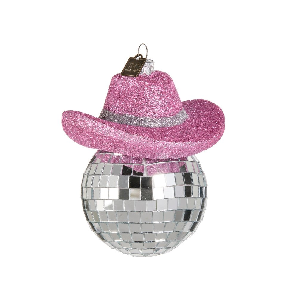4.25" Glitter Pop Pink Shiny Cowboy Hat Ornament - Nifty Decor & More