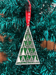 Snowflake Christmas Tree Ornaments  Tree 1 - Green  