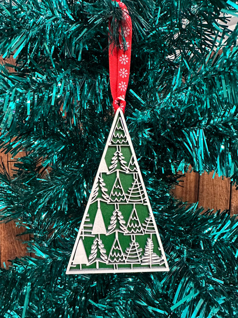 Snowflake Christmas Tree Ornaments  Tree 1 - Green  