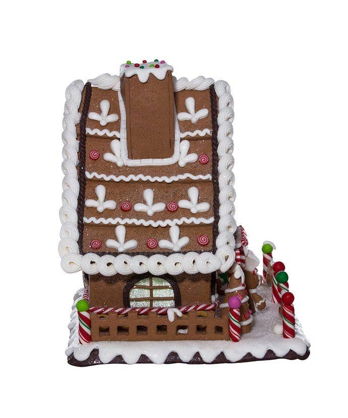 10"B/O CLAYDGH LED GINGERBREAD HOUSE TABLETOP