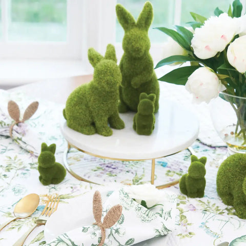 Easter Flocked Bunny - Cute Spring Decor, Unique Easter Accent Piece for Home & Holiday Decor