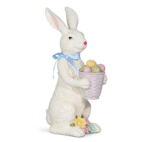 Glittered Bunny Decor - 15" RAZ Resin Bunny for Home Decor, Spring Decoration & Easter Display, Cute Bunny Figurine