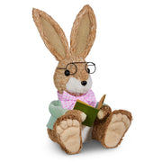 RAZ - 11.75" Reading Bunny Spring Decor, Cute Bunny Home Decor, Easter Decorations, Whimsical Table Centerpiece & Gift