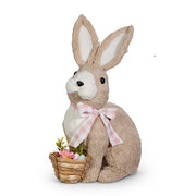 Woven Basket Bunny - RAZ - 14.75" Spring Decor for Easter, Cute Home Decor, Seasonal Gift, Festive Bunny Basket Easter Decor