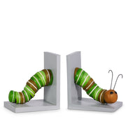 Caterpillar Bookends, 6.5" Cute Resin Animal Decor, Functional Book Holder, Unique Gift for Book Lovers Bookends