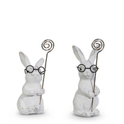 RAZ - 5" Bunnies with Glasses Place Card Holders - Set Of 2