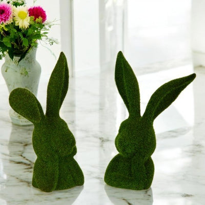 10" Moss Thinking Rabbit Bust | Vintage Home Decor Statues | Gifts | Unique Easter Decoration & Collectible Charm Shelf Sitter