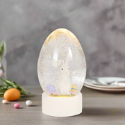 Lighted Easter Bunny Swirling Glitter Water Egg, 8.5" Decorative Spring Décor, Cute Easter Gift & Table Centerpiece