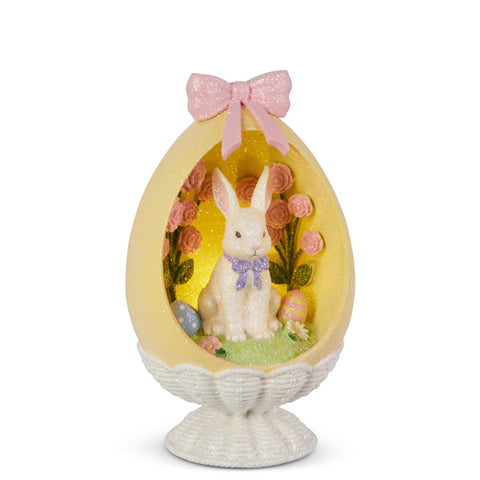 Easter Bunny in Yellow Egg - 12.25" Home Decor, Spring Decoration, Cute Bunny Figurine, Festive Table Centerpiece