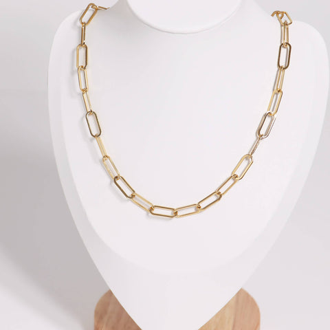 Paperclip Chain Necklace, 18K Gold PVD Finish, Stylish Preppy Jewelry, Mother&