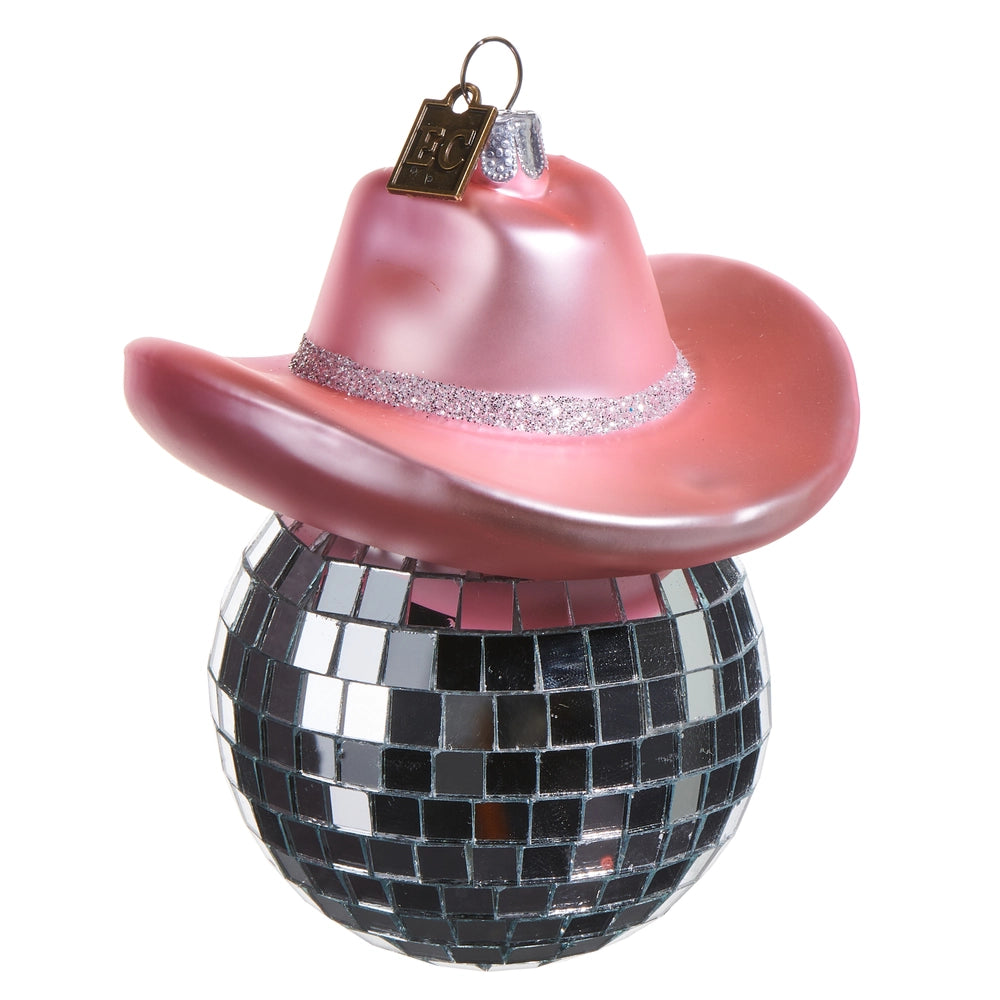 EC 4.25" Pink Shiny Cowboy Hat Ornament Ornaments & Accents