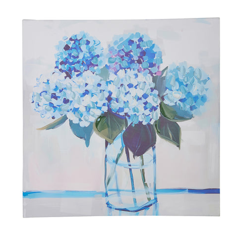 Blue Floral Wall Art 16 Inch Medium Size Botanical Home Decoration Ideal Gift for Housewarming or Garden Fans Floral Wall Art