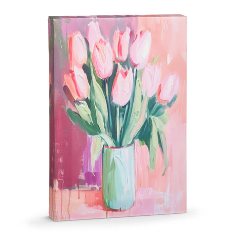 Pink Tulip Floral Wall Art 12", Bright Botanical Canvas Print, Ideal Wall Accent and Thoughtful Gift Idea Floral Wall Art
