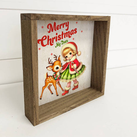 Vintage 1950s Christmas Signs with Retro Santa My Deer