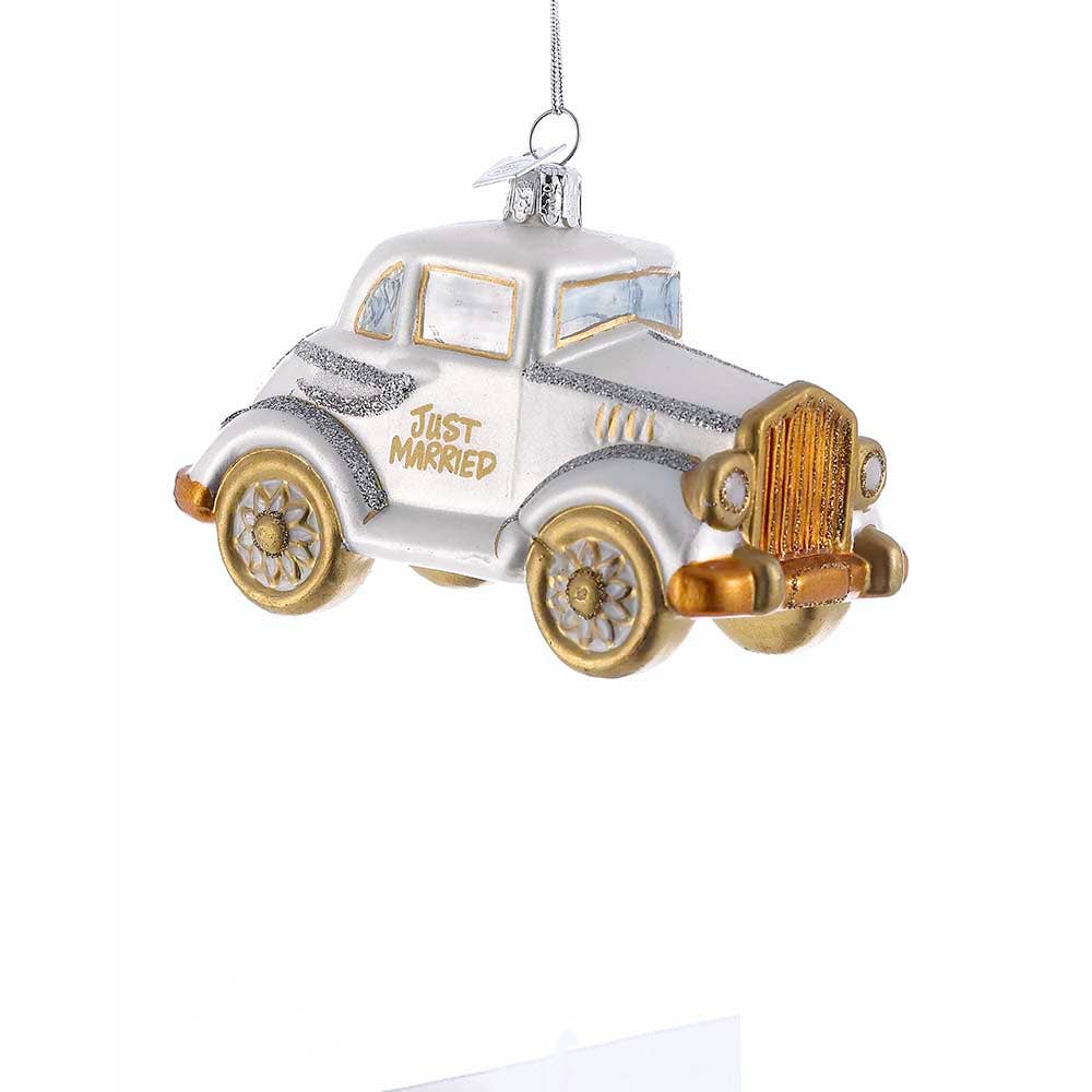 4.5"NOBLE GEMS GLASS WEDDING CAR ORNAMENT - Nifty Decor & More