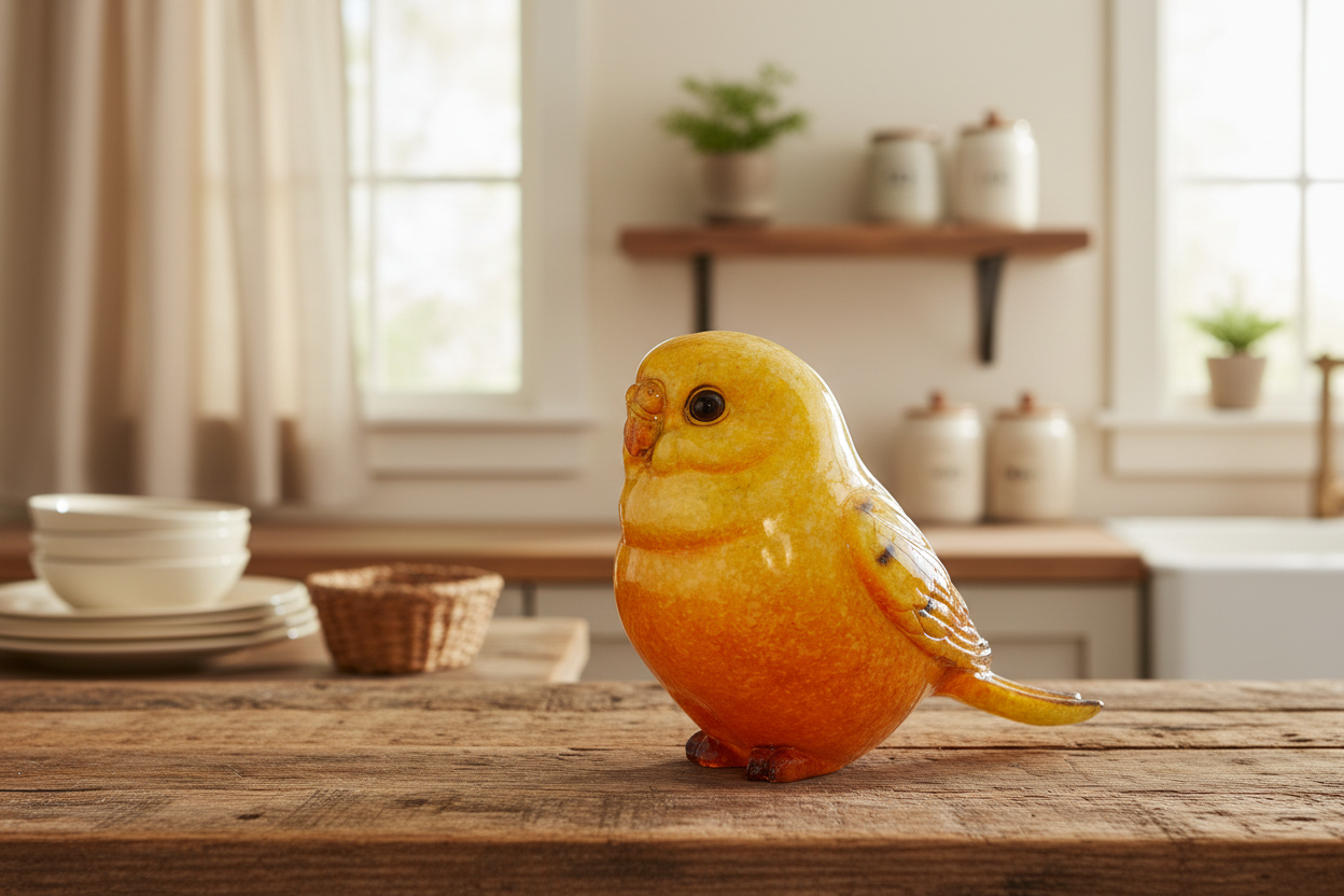 4" Sitting Pink Yellow Parakeets