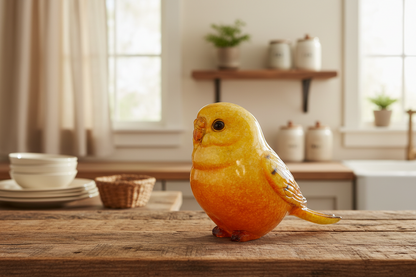 4" Sitting Pink Yellow Parakeets