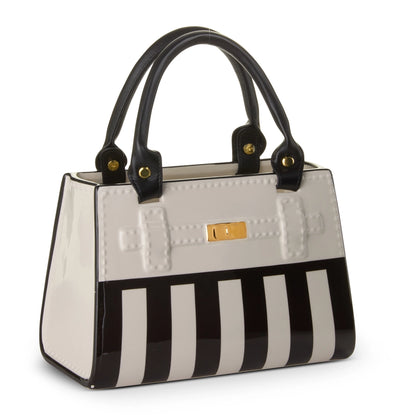 11" Black and White Stripe Purse Vase
