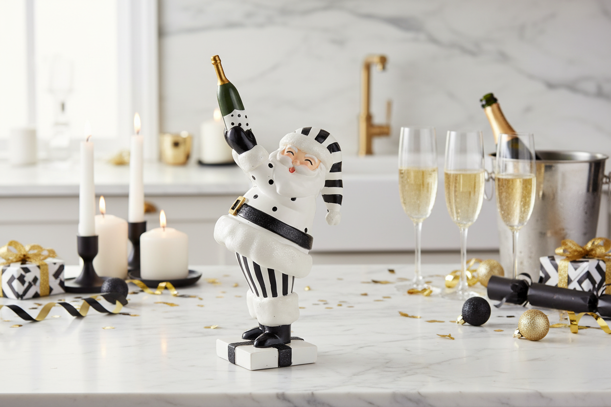 15" Champagne Service Santa