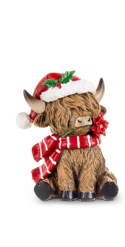 6.5" Christmas Highland Cow with Hats