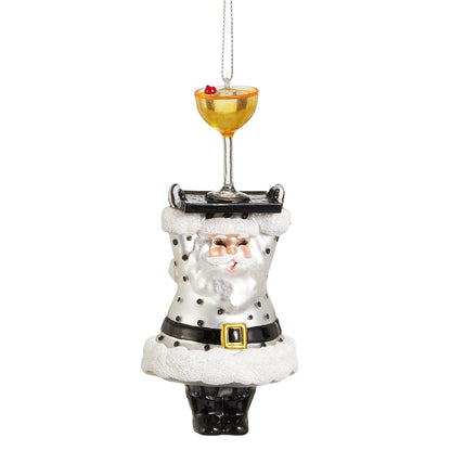 3.5" Champagne Service Santa Ornament